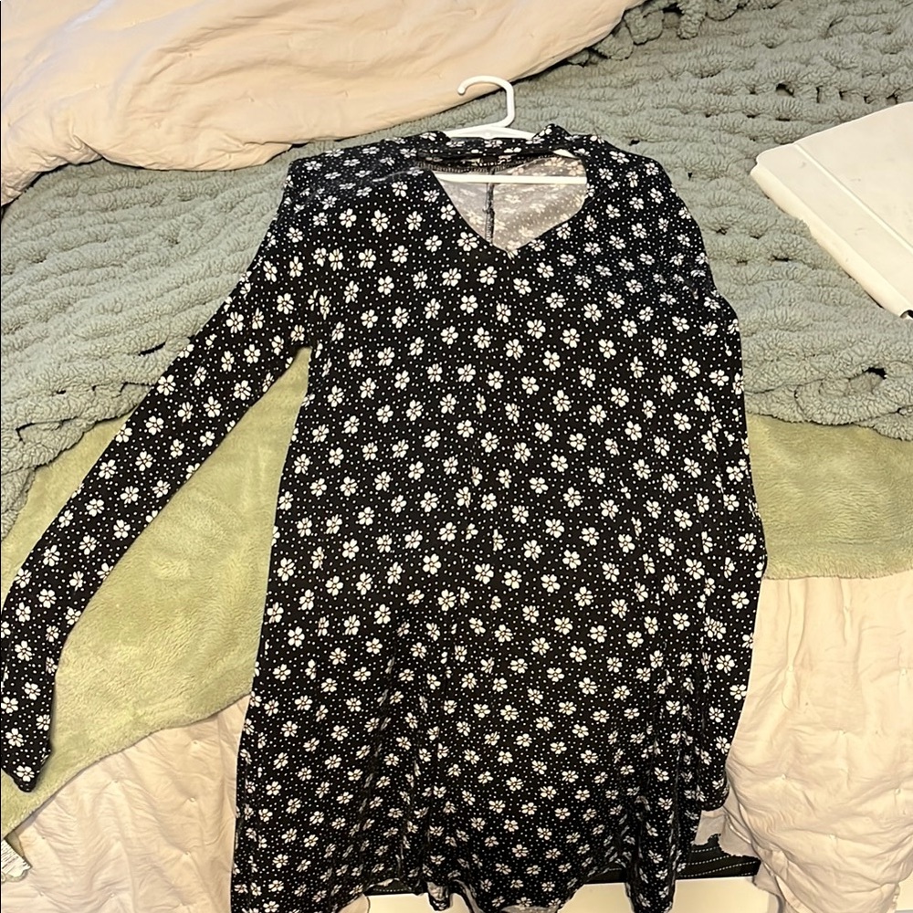 Floral Black and White Dress